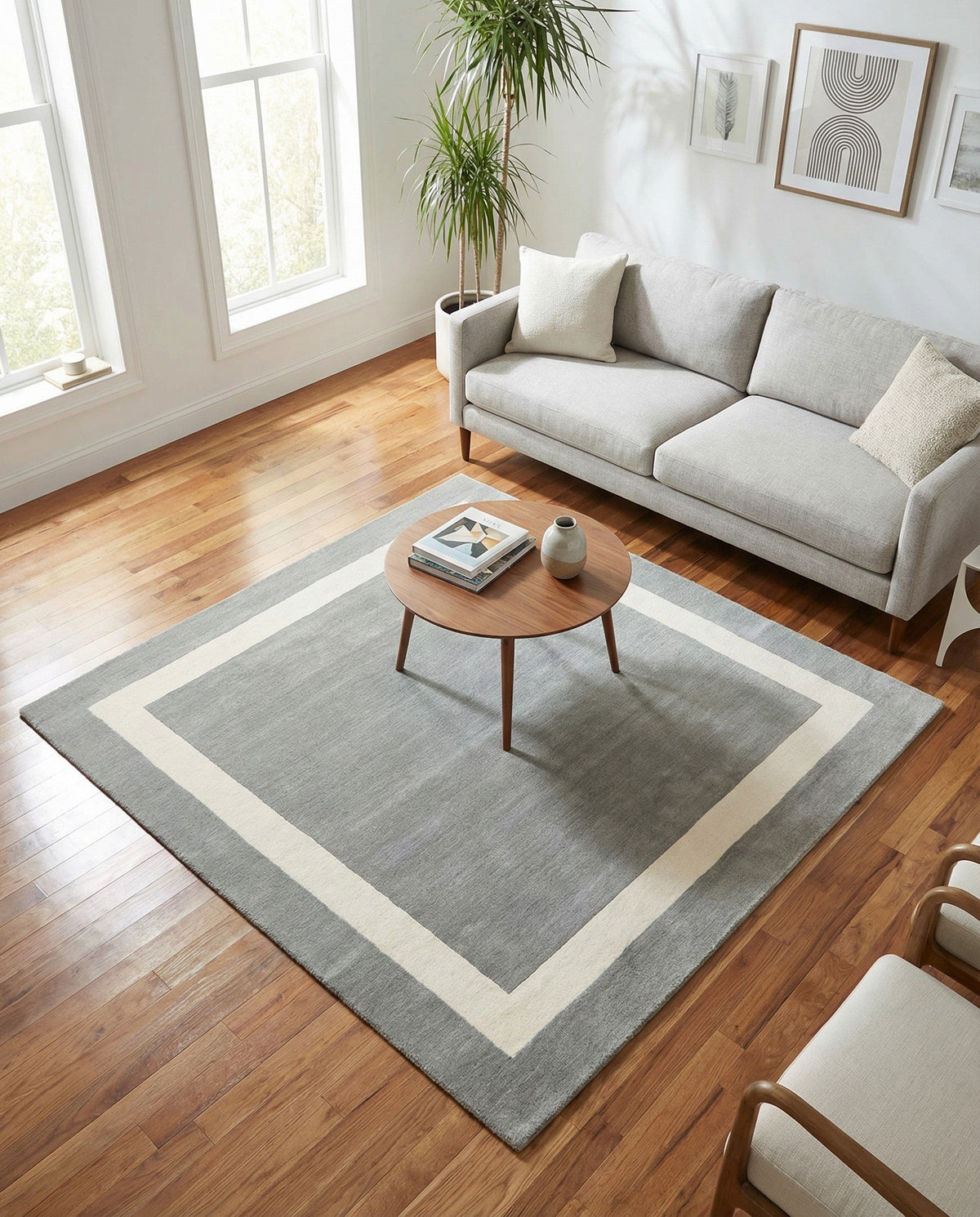 Savannah Borders Wool Collection Area Rug - Chatham Square Earl Gray  lifestyle 189
