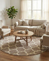 Lattice Gardens Collection Area Rug -  Bloomfield (Light Brown) Round Light Brown  lifestyle 65