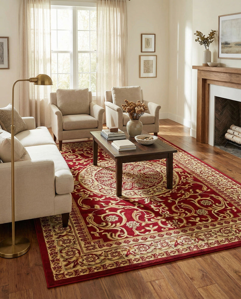 Versailles Elegance Collection Area Rug -  Montreuil Rectangle Red  lifestyle 10