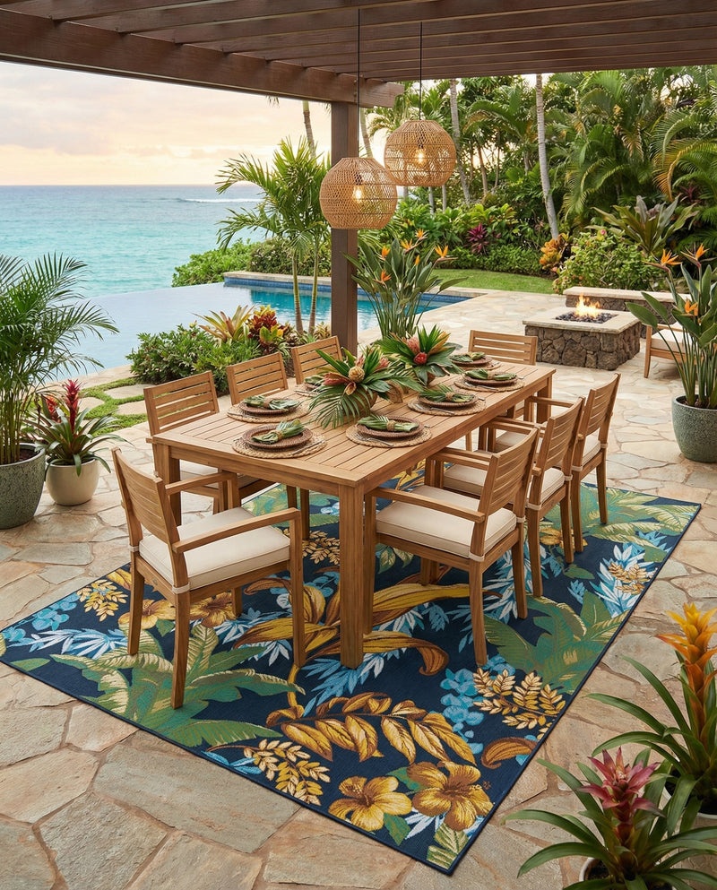 Seaside Blooms Collection Area Rug -  Grove Rectangle Multi  lifestyle 17