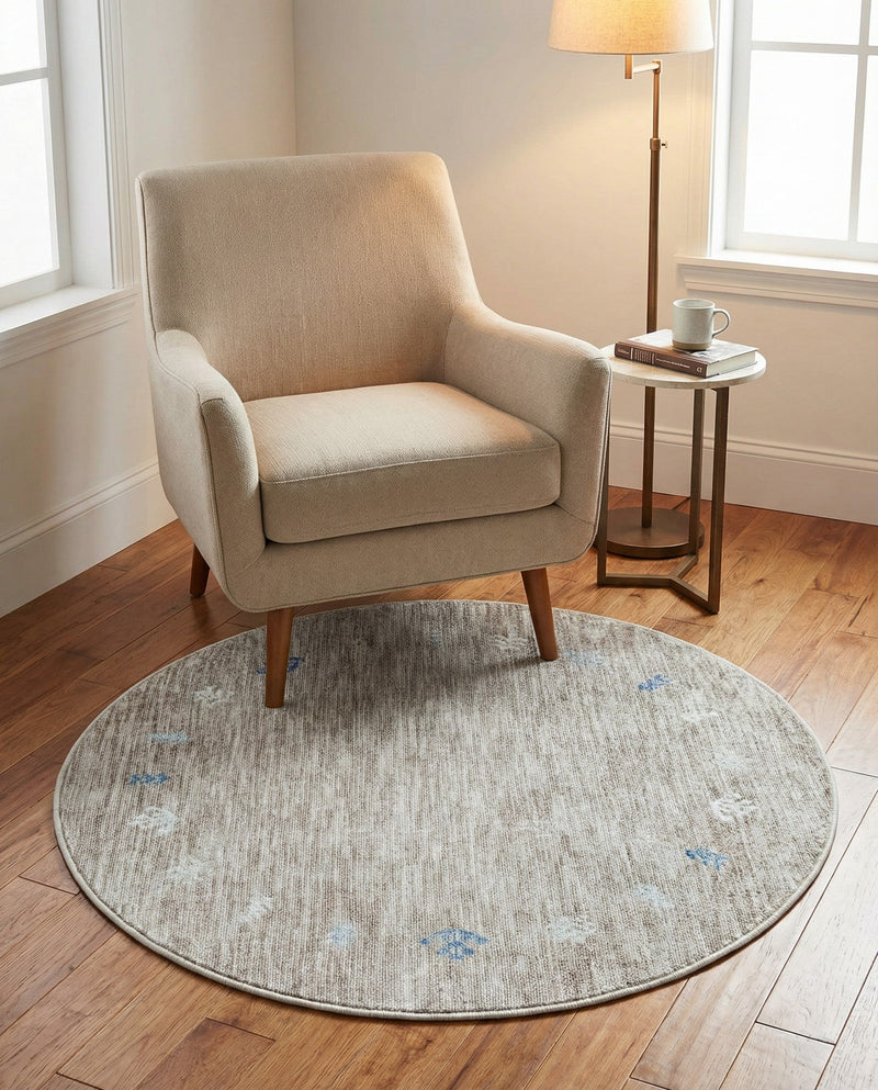 Zagros Shades Collection Area Rug -  Yasuj Round Gray Brown  lifestyle 74