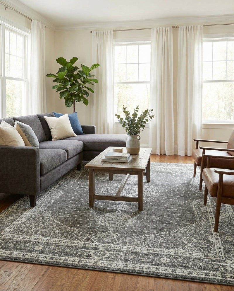Dover Terrace Collection Area Rug - Marina (Dark Gray) Rectangle Dark Gray  lifestyle 10