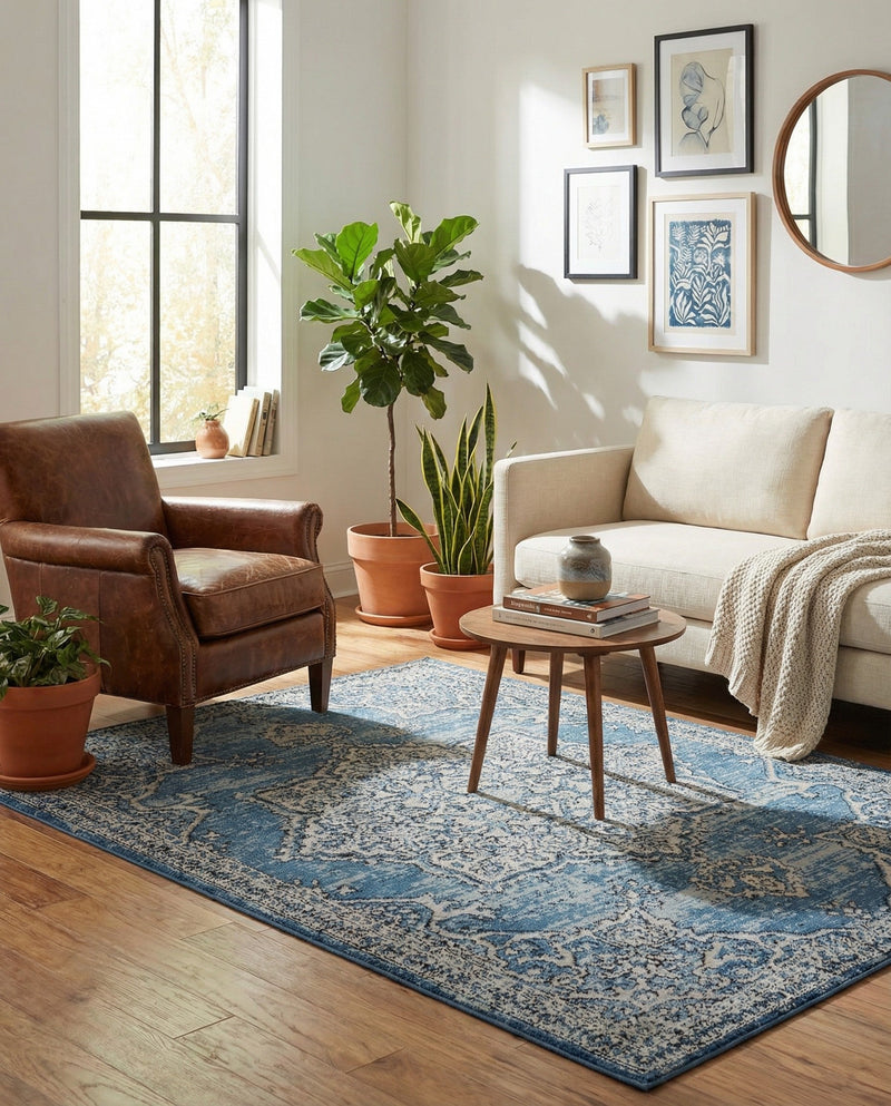 Mykonos Manor Collection Area Rug -  Tinos (Blue) Rectangle Blue  lifestyle 20