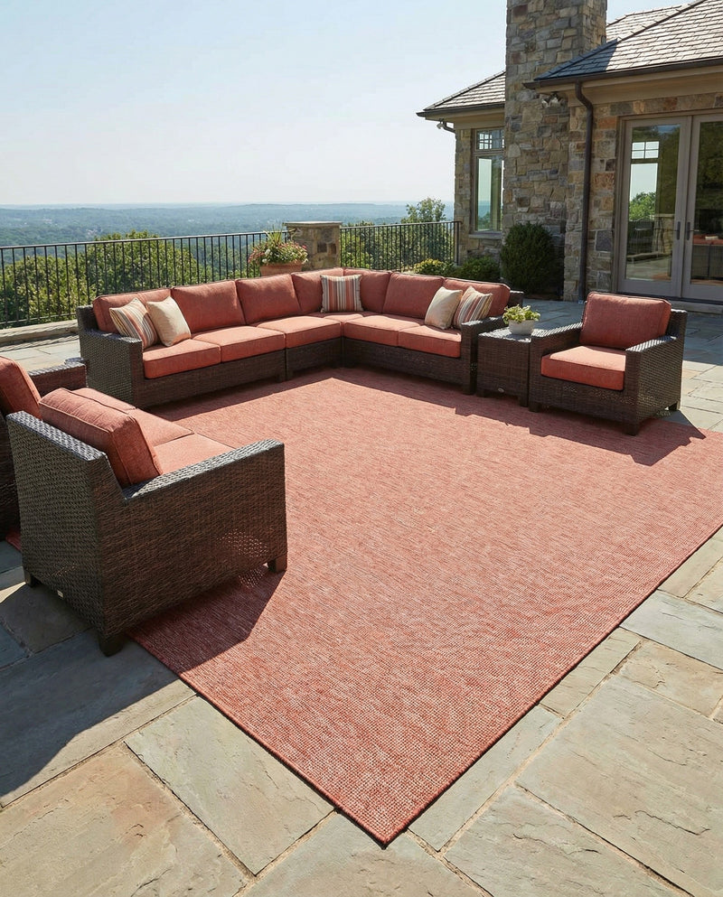 Seaside Serenity Collection Area Rug - Veranda (Rust Red) Square Rust Red  lifestyle 49