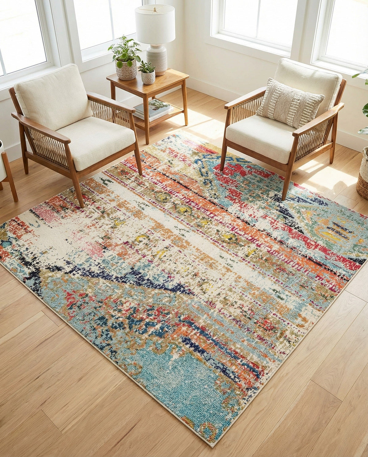 Sedona Vista Collection Area Rug -  Cholla Square Multi  lifestyle 128