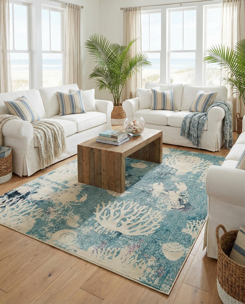 Sorrento Shores Collection Area Rug -  Vico Rectangle Light Blue  lifestyle 39