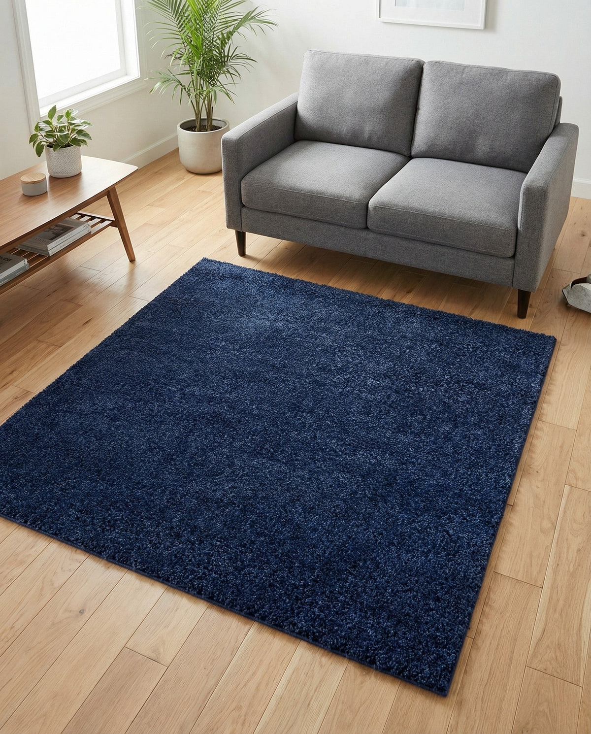 Solid Shag Seaside Collection Area Rug - Azure Cove (Navy Blue) Square Navy Blue  lifestyle 91