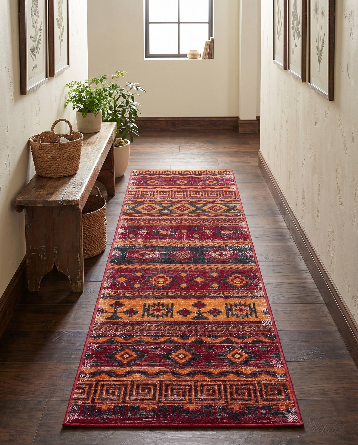 Geneva Terrace Collection Area Rug - Montreux Runner Rust Red  lifestyle 107
