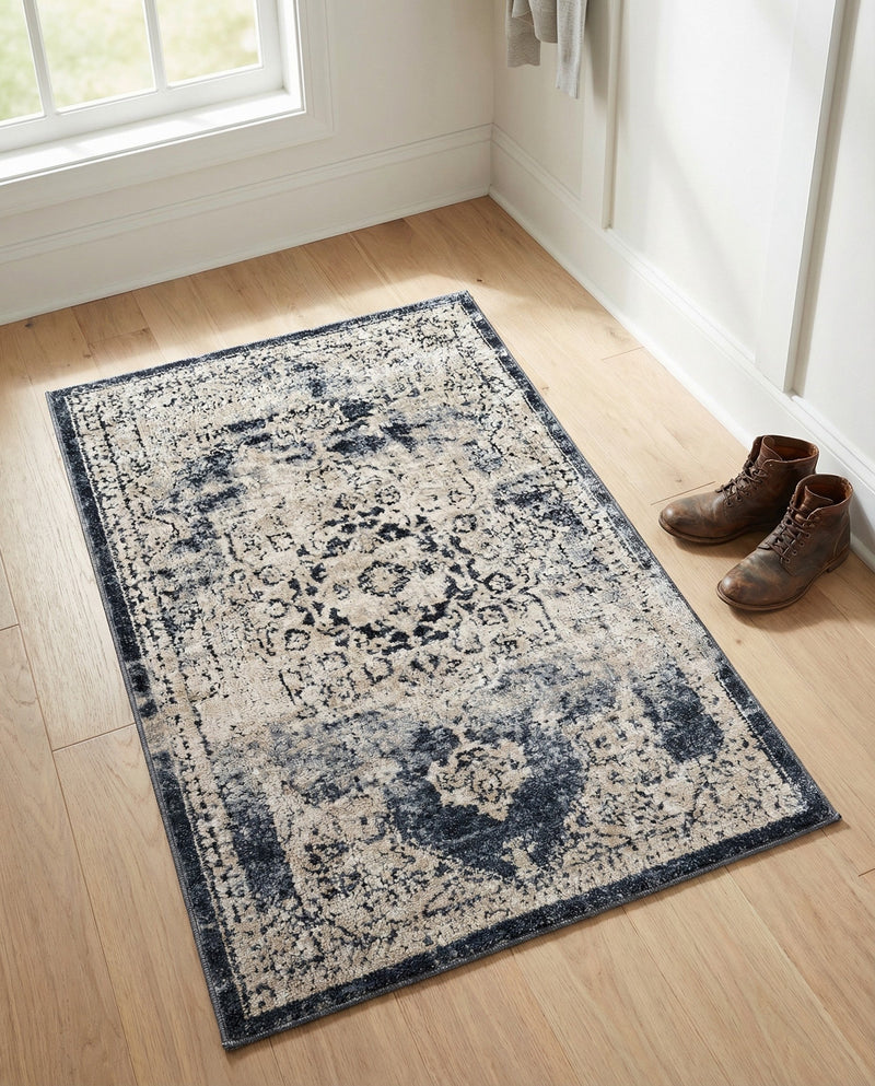 Coastal Manor Collection Area Rug -  Pelican Rectangle Navy Blue  lifestyle 63