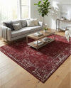 Riviera Elegance Collection Area Rug - Antibes (Burgundy) Rectangle Burgundy  lifestyle 39