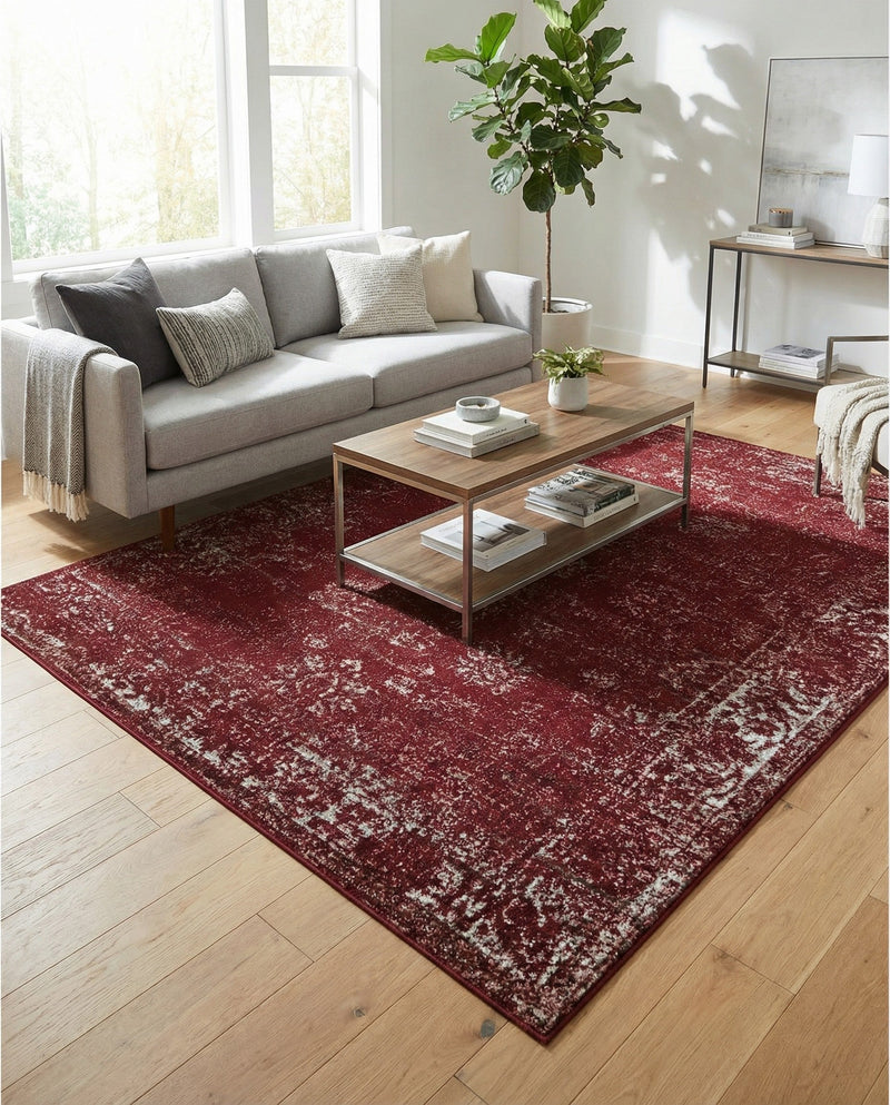 Riviera Elegance Collection Area Rug - Antibes (Burgundy) Rectangle Burgundy  lifestyle 39
