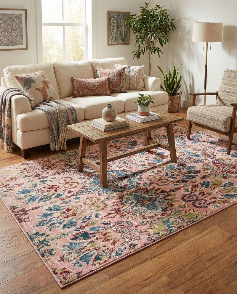 Savannah Elegance Collection Area Rug -  Forsyth Rectangle Pink  lifestyle 12