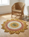 Woven Seaside Jute Collection Area Rug - Coastalhaven (Sunflower Yellow) Round Sunflower Yellow  lifestyle 9