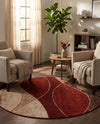 Autumn Meadow Collection Area Rug -  Emberglow Round Multi  lifestyle 89