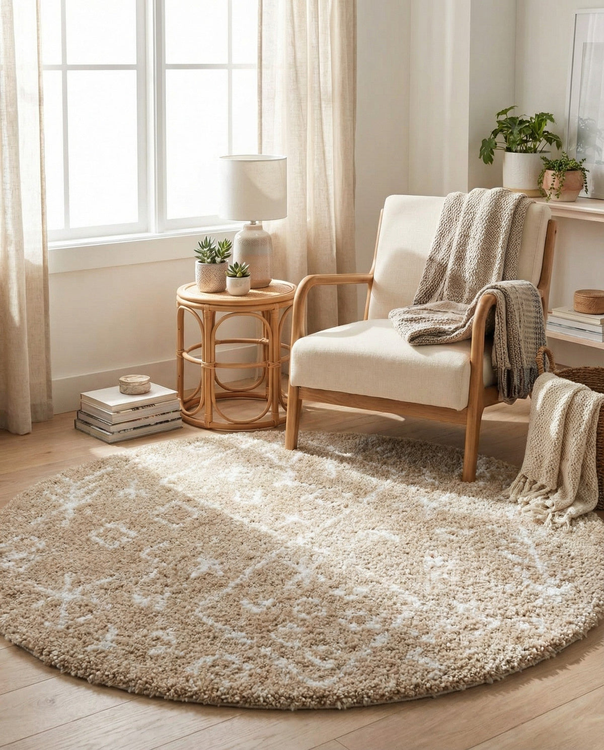 Casablanca Comfort Collection Area Rug - Sahara Round Taupe  lifestyle 81