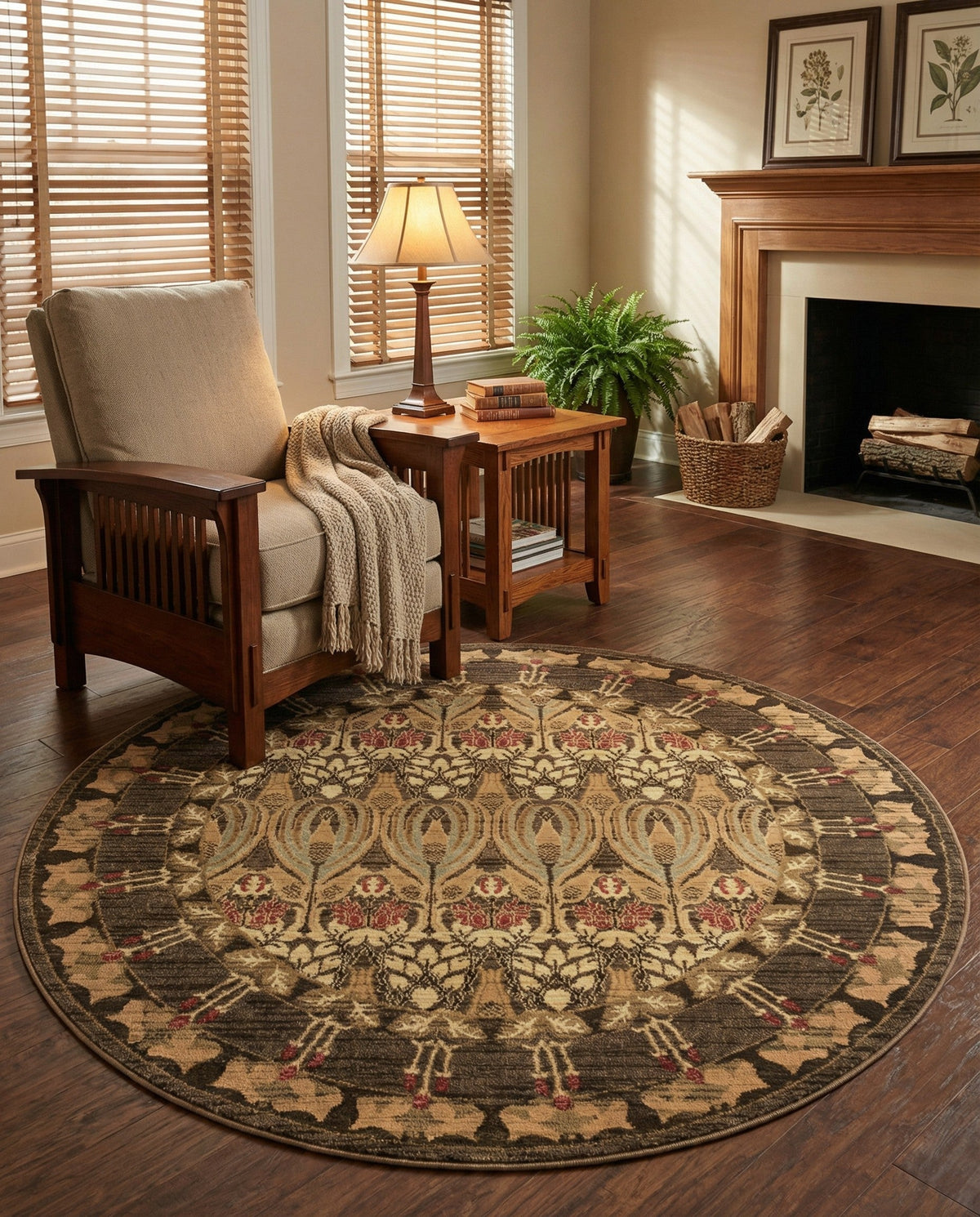 Chelsea Elegance Collection Area Rug -  Brompton (Brown) Round Brown  lifestyle 93