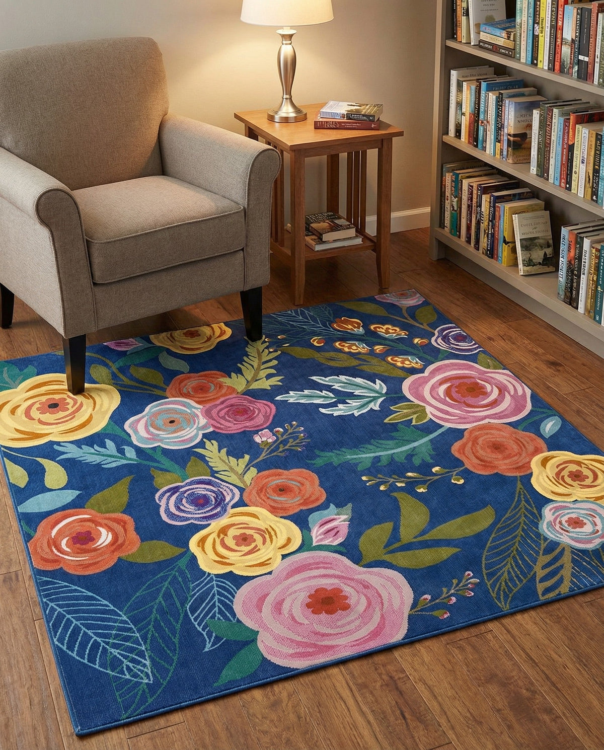 Meadow Breeze Collection Area Rug -  Petal Square Blue  lifestyle 229