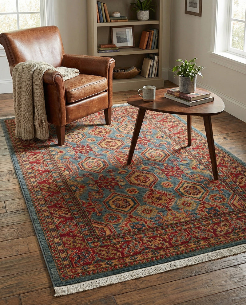 Persian Elegance Collection Area Rug -  Nain Rectangle Light Blue  lifestyle 10