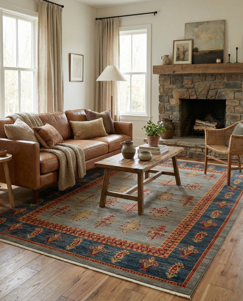 Zagros Oasis Collection Area Rug -  Dalahu Rectangle Light Blue  lifestyle 12