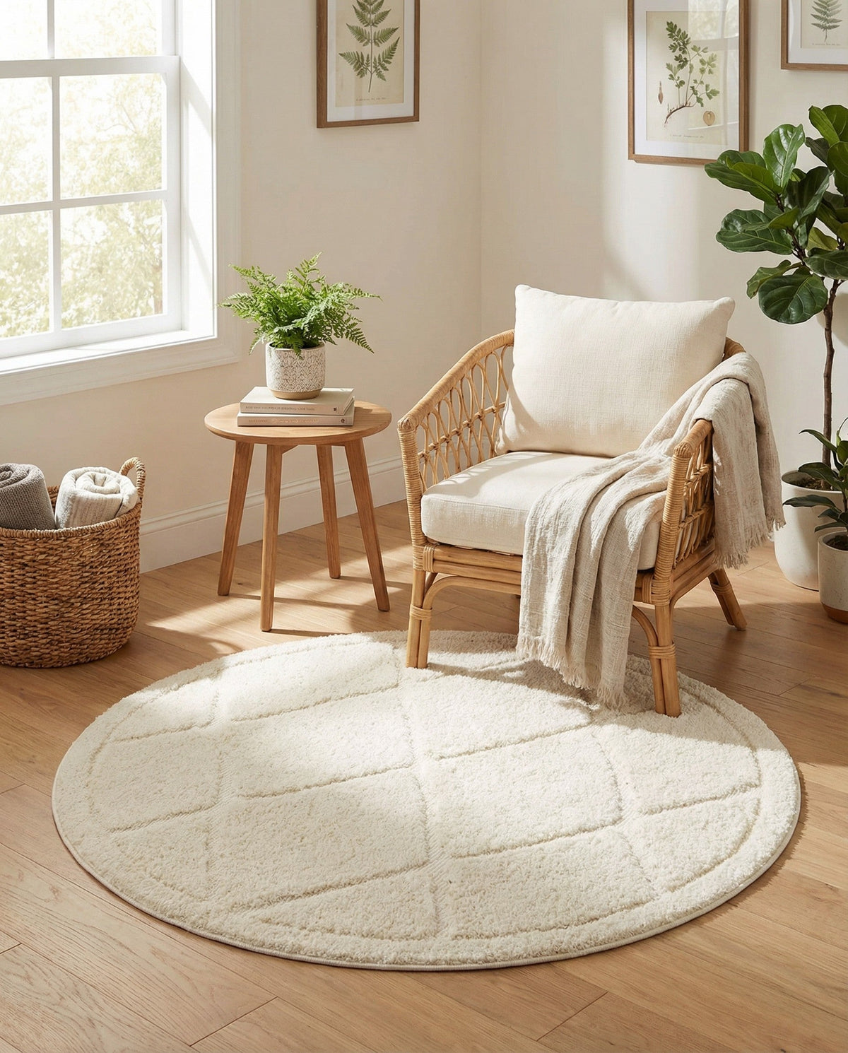 Trellis Haven Collection Area Rug - Havenwood Round Ivory  lifestyle 128