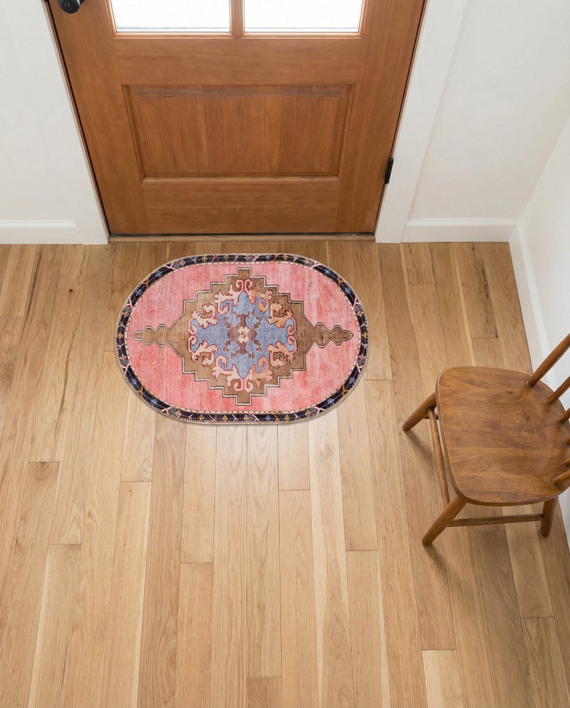 Heritage Elegance Collection Area Rug -  Winterthur (Pink) Oval Pink  lifestyle 38