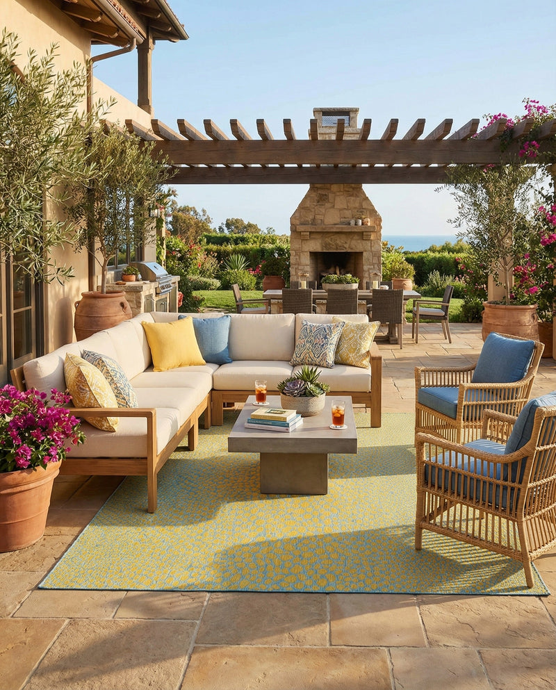 Urban Oasis Rugs Collection Area Rug -  Terrace (Yellow and Aqua) Rectangle Yellow and Aqua  lifestyle 9