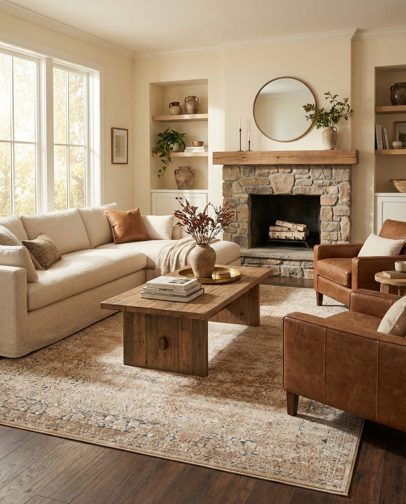 Coastal Manor Collection Area Rug -  Marina Rectangle Beige  lifestyle 46