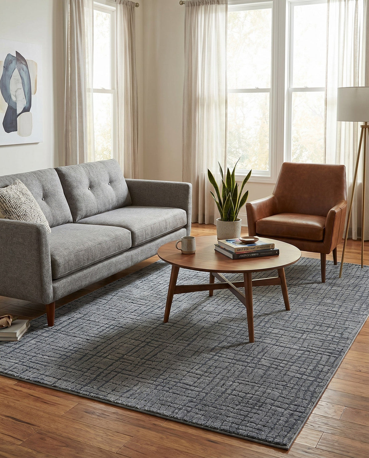 Haven Tapestry Collection Area Rug - WhisperingFalls Rectangle Serenity Blue  lifestyle 30
