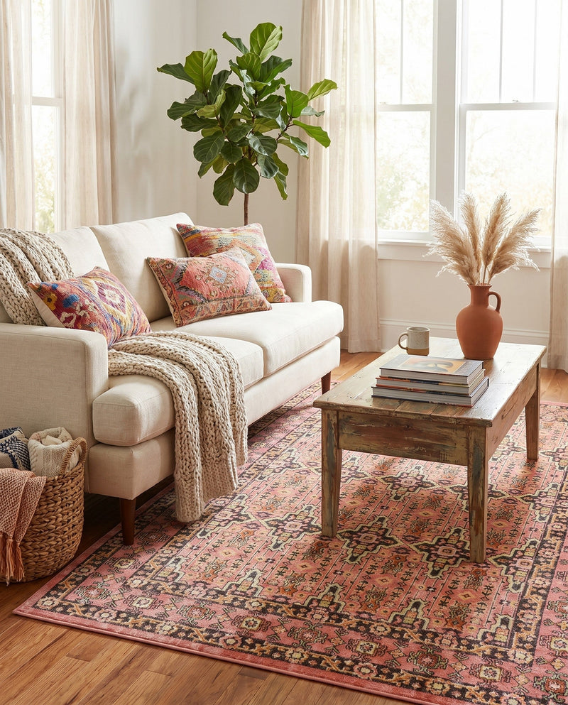 Geneva Terrace Collection Area Rug -  Nyon Rectangle Pink  lifestyle 8