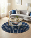 Hollywood Luxe Collection Area Rug -  Beverly (Navy Blue Silver) Round Navy Blue Silver  lifestyle 33