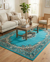 Tabriz Tapestry Collection Area Rug - Azerbaijan (Turquoise) Rectangle Turquoise  lifestyle 14