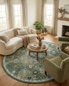 Brighton Terrace Collection Area Rug -  Rottingdean (Green) Round Green  lifestyle 40