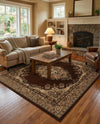 Tabriz Tapestry Collection Area Rug - Azerbaijan (Brown) Square Brown  lifestyle 63