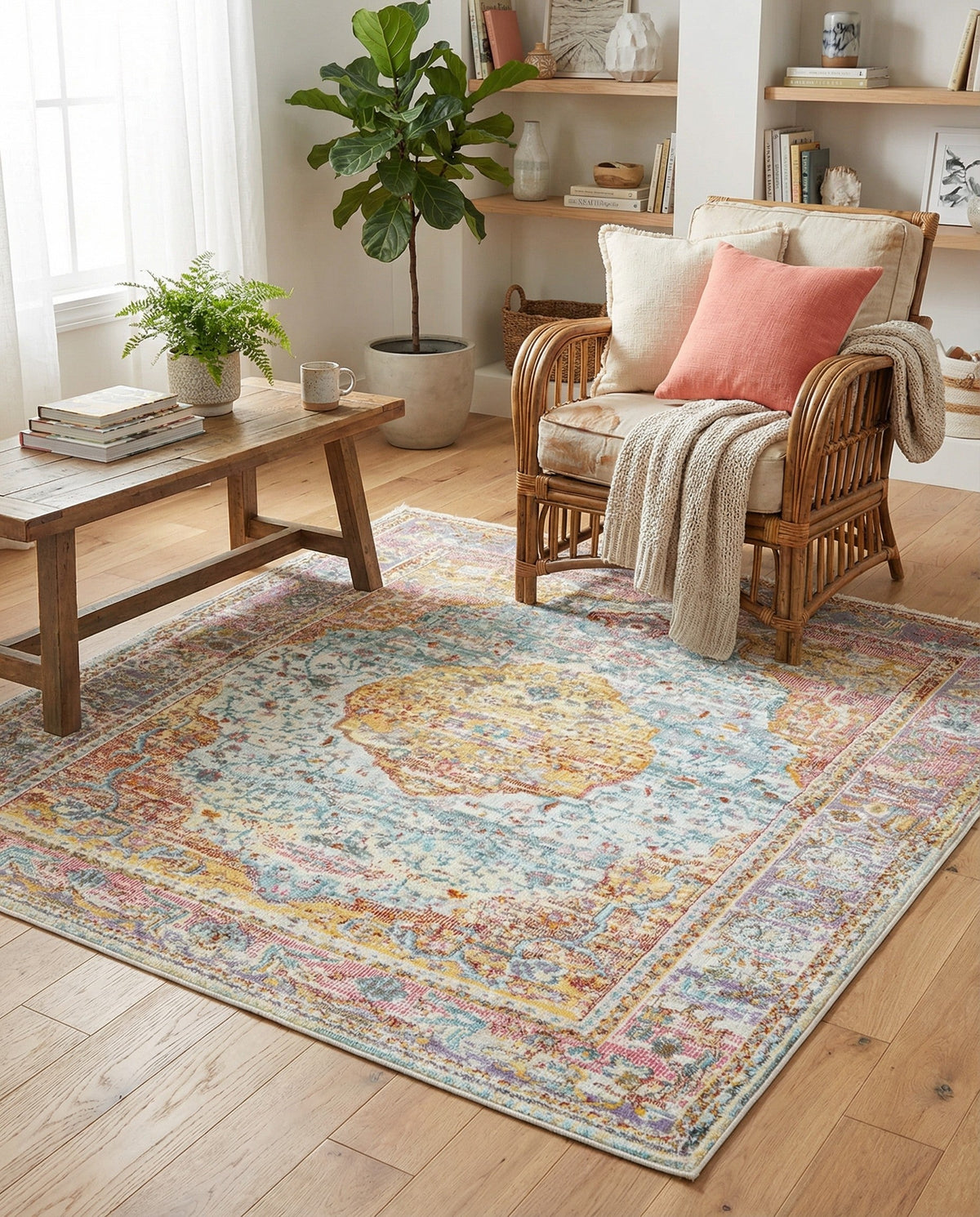 Caribbean Breeze Collection Area Rug -  Vieques Square Light Blue  lifestyle 176