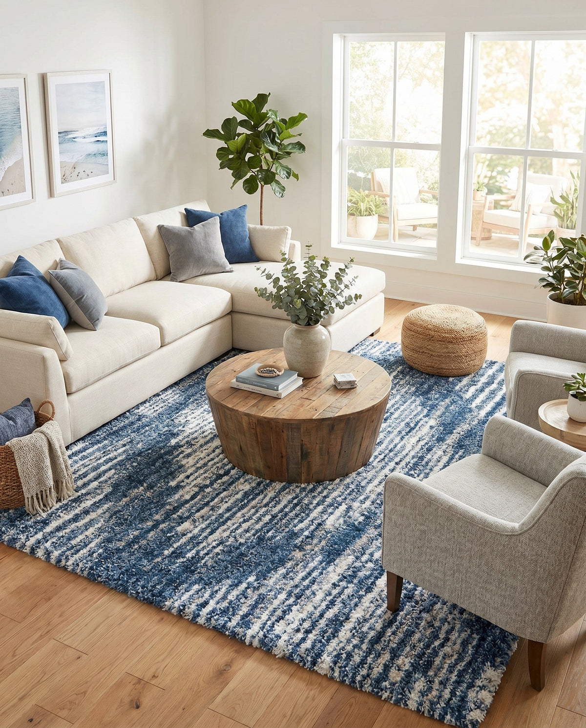 Tranquil Tides Shag Collection Area Rug -  Azure Square Blue  lifestyle 190