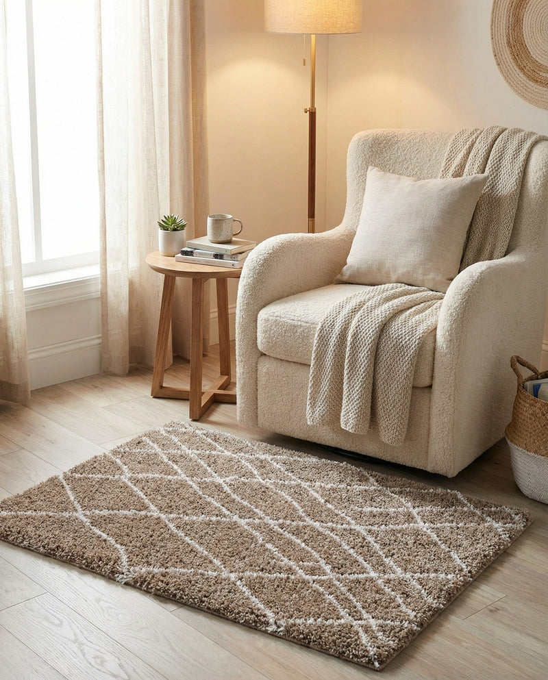 Cozy Haven Shag Collection Area Rug - Serenity (Khaki) Rectangle Khaki  lifestyle 7