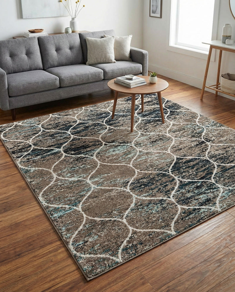 Trellis Mosaic Collection Area Rug -  Pergolatown (Blue Multi) Square Blue Multi  lifestyle 54