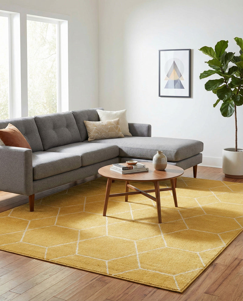 Trellis Mosaic Collection Area Rug - Arborville (Yellow) Rectangle Yellow  lifestyle 5