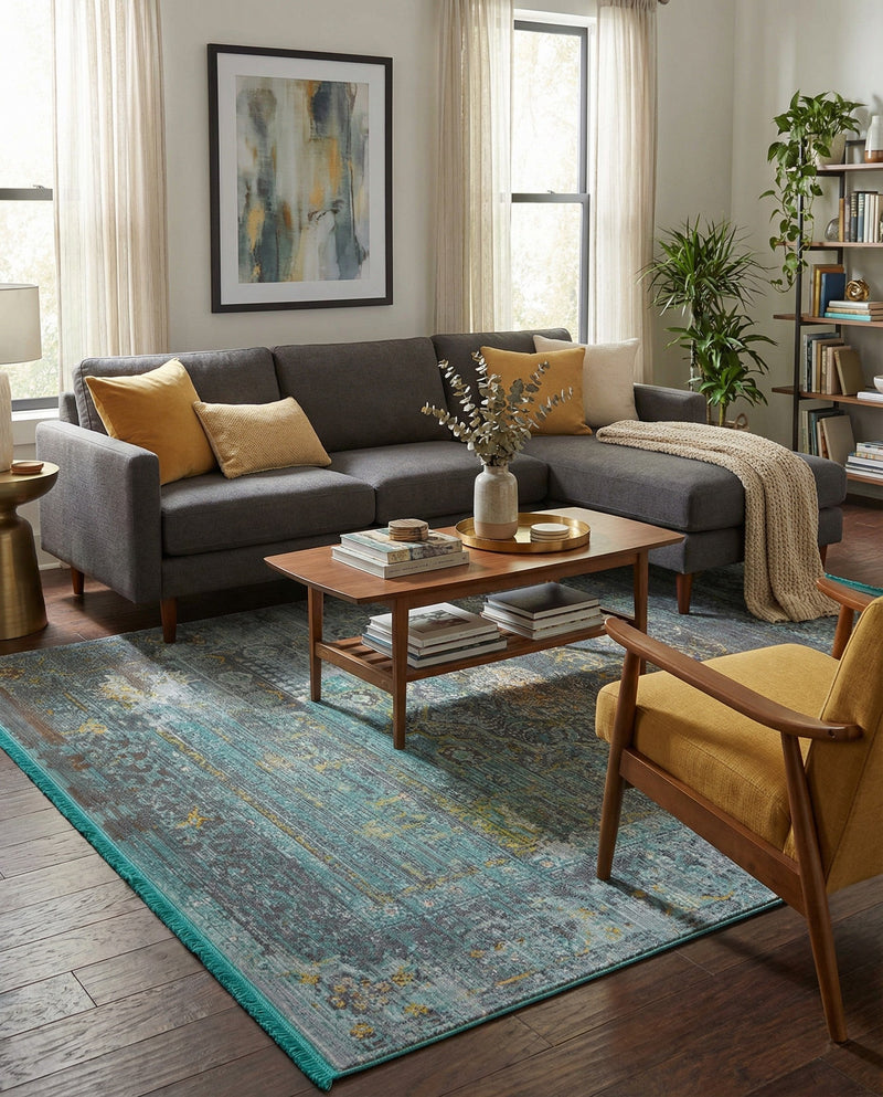 Caribbean Breeze Collection Area Rug -  Martinique Rectangle Turquoise  lifestyle 27