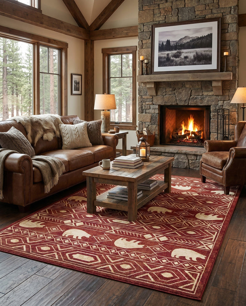 Frontier Trails Collection Area Rug -  Sedona Rectangle Red  lifestyle 44