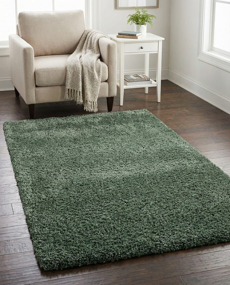 Eternal Plush Oasis Collection Area Rug -  Tranquility (Forest Green) Rectangle Forest Green  lifestyle 10
