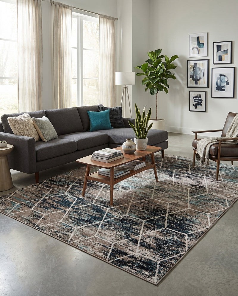 Trellis Mosaic Collection Area Rug - Arborville (Blue Multi) Rectangle Blue Multi  lifestyle 21