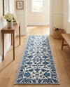 Charleston Elegance Collection Area Rug -  Seaport (White Blue) Runner White Blue  lifestyle 73
