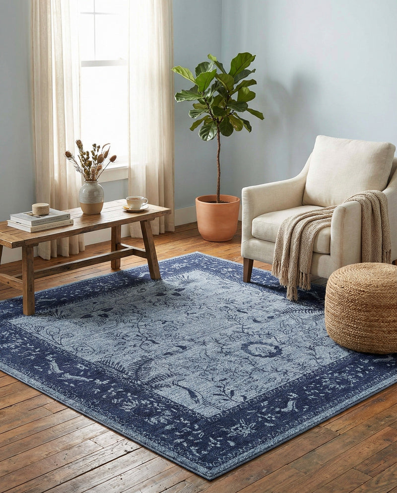 Horizon Collection Area Rug -  Apex (Blue) Square Blue  lifestyle 60