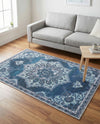 Baroque Era Collection Area Rug - Versailles (Navy Blue) Rectangle Navy Blue  lifestyle 11