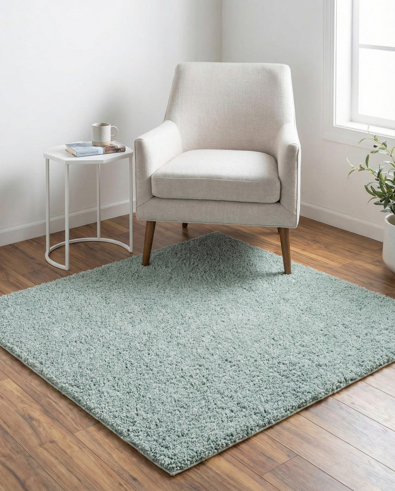 Cozy Comfort Shag Collection Area Rug - Haven (Sage Green) Square Sage Green  lifestyle 34