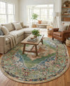 Savannah Soiree Collection Area Rug - Serengeti (Green) Oval Green  lifestyle 41