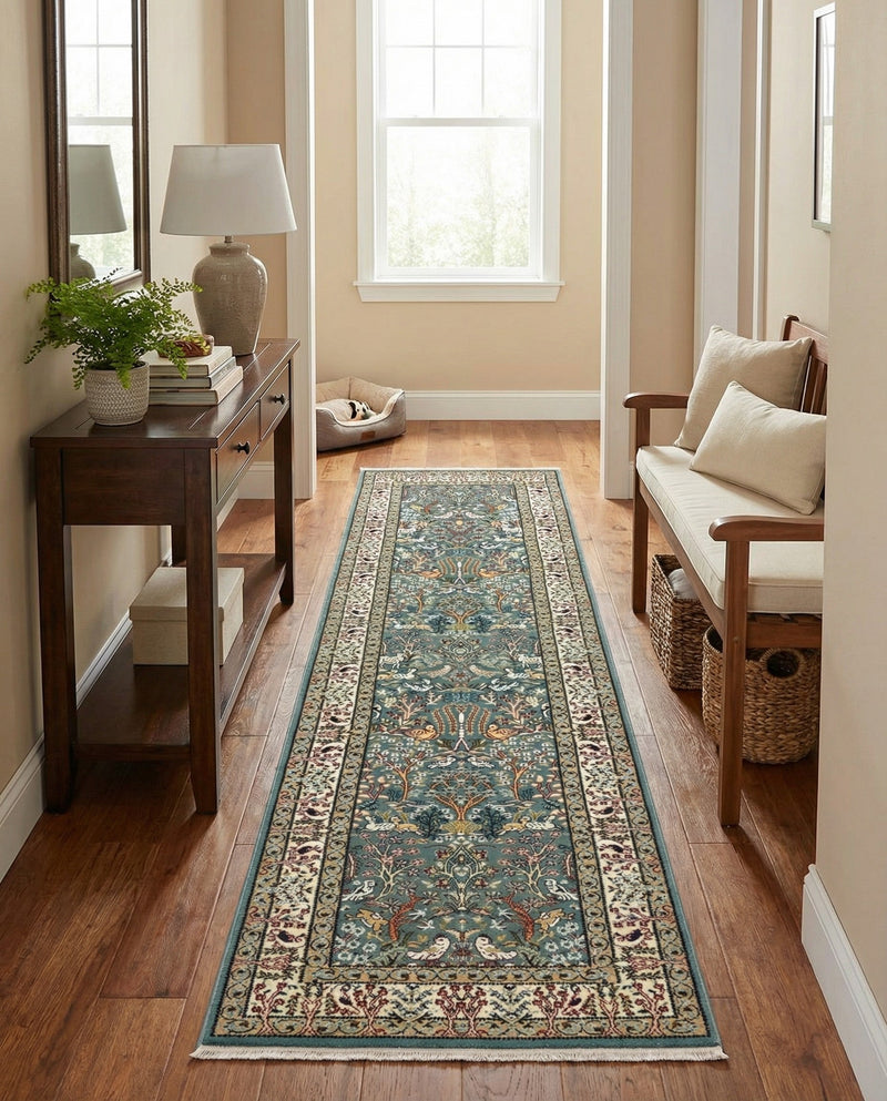 Persian Elegance Collection Area Rug -  Kerman (Blue) Runner Blue  lifestyle 38
