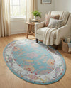 Arcadia Rugs Collection Area Rug - Eden (Aqua and Blue) Oval Aqua and Blue  lifestyle 78