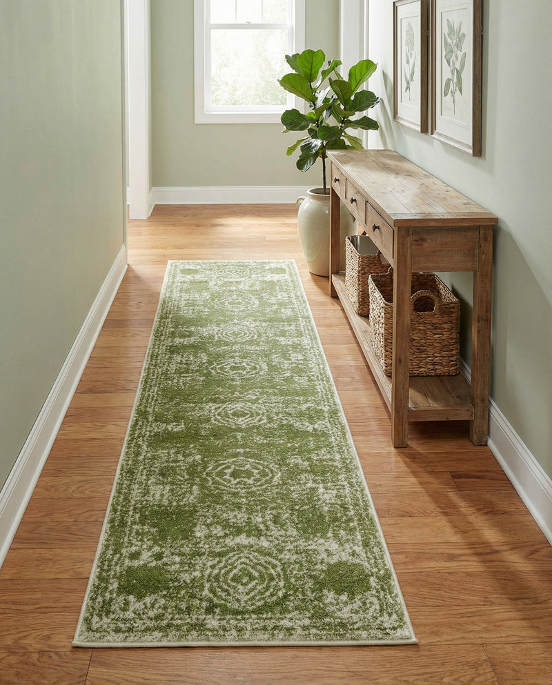Dover Terrace Collection Area Rug -  Lagoon (Green) Runner Green  lifestyle 53